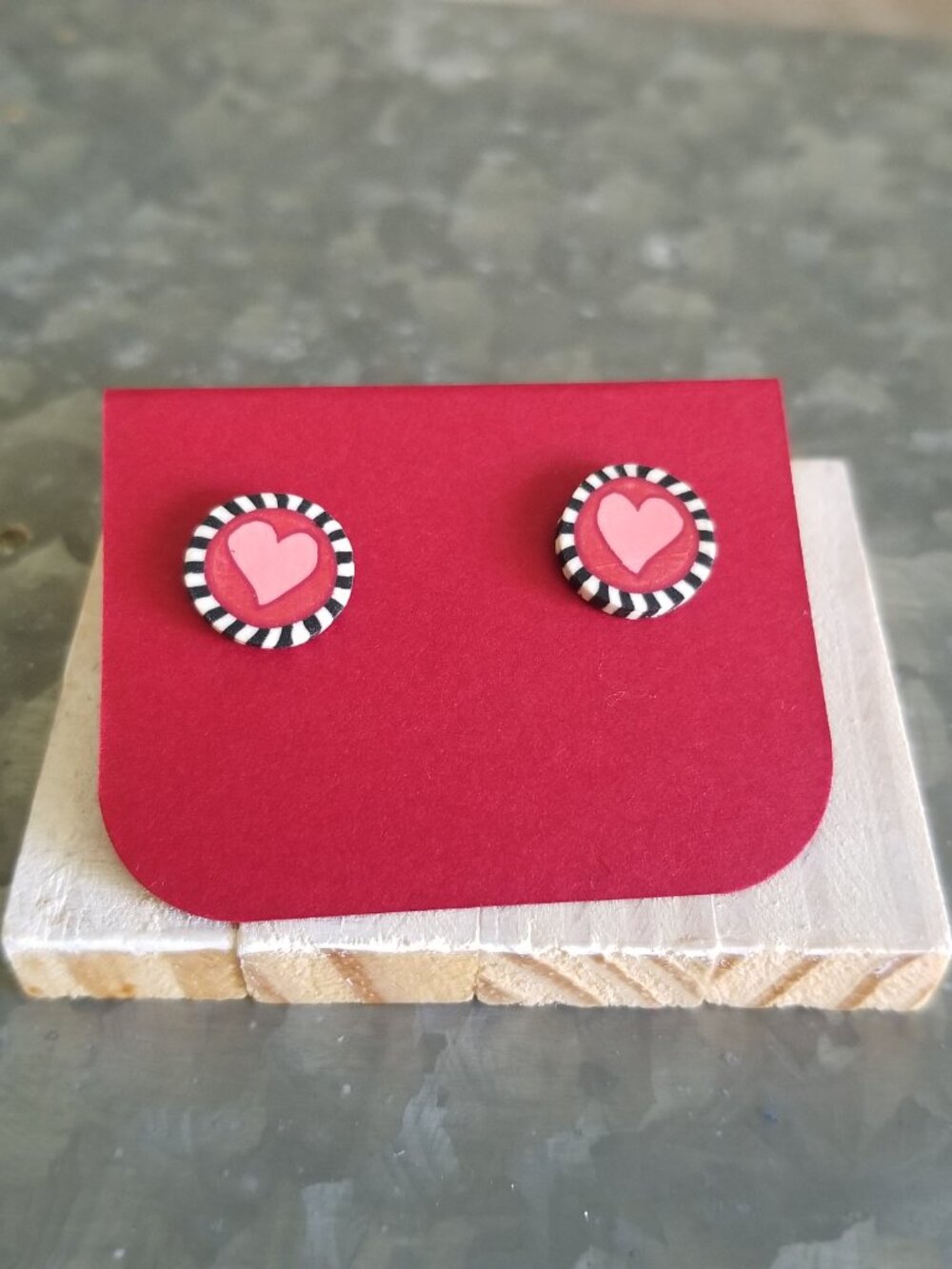Mini Heart Earrings Post Stud handcrafted Polymer Clay